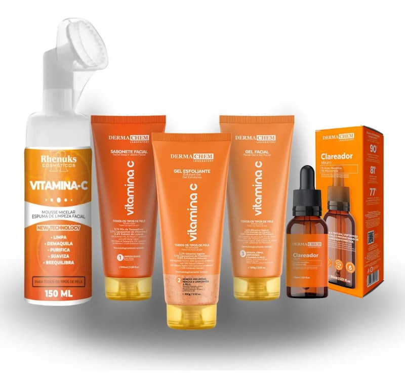 Kit Skincare Vitamina C Clareador Anti-idade Sérum